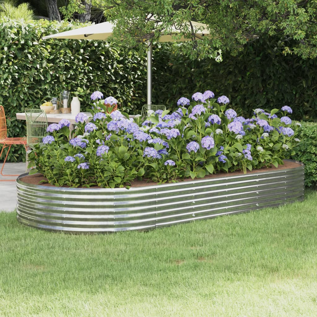 Berkfield Garden Raised Bed Powder-coated Steel 296x140x36 cm Silver