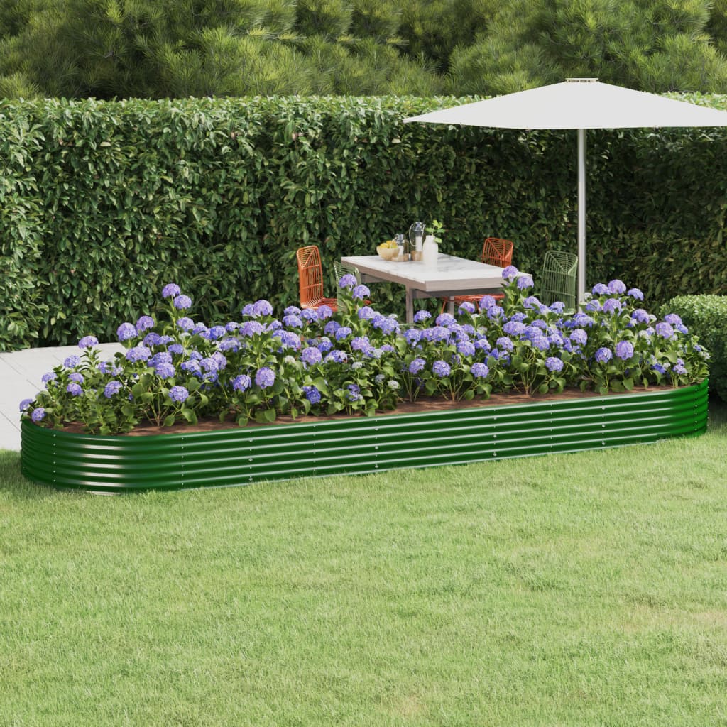Berkfield Garden Raised Bed Powder-coated Steel 450x140x36 cm Green