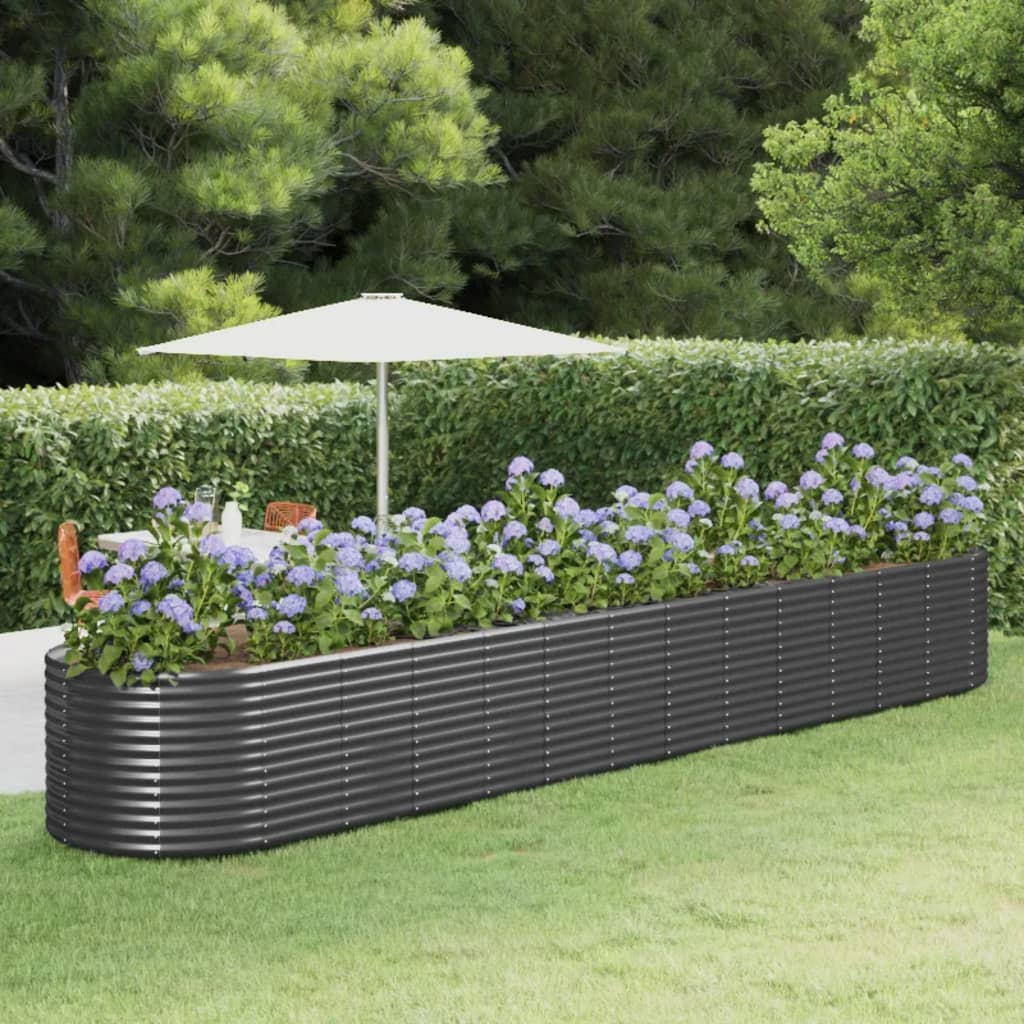 Berkfield Garden Raised Bed Anthracite 554x100x68 cm Powder-coated Steel