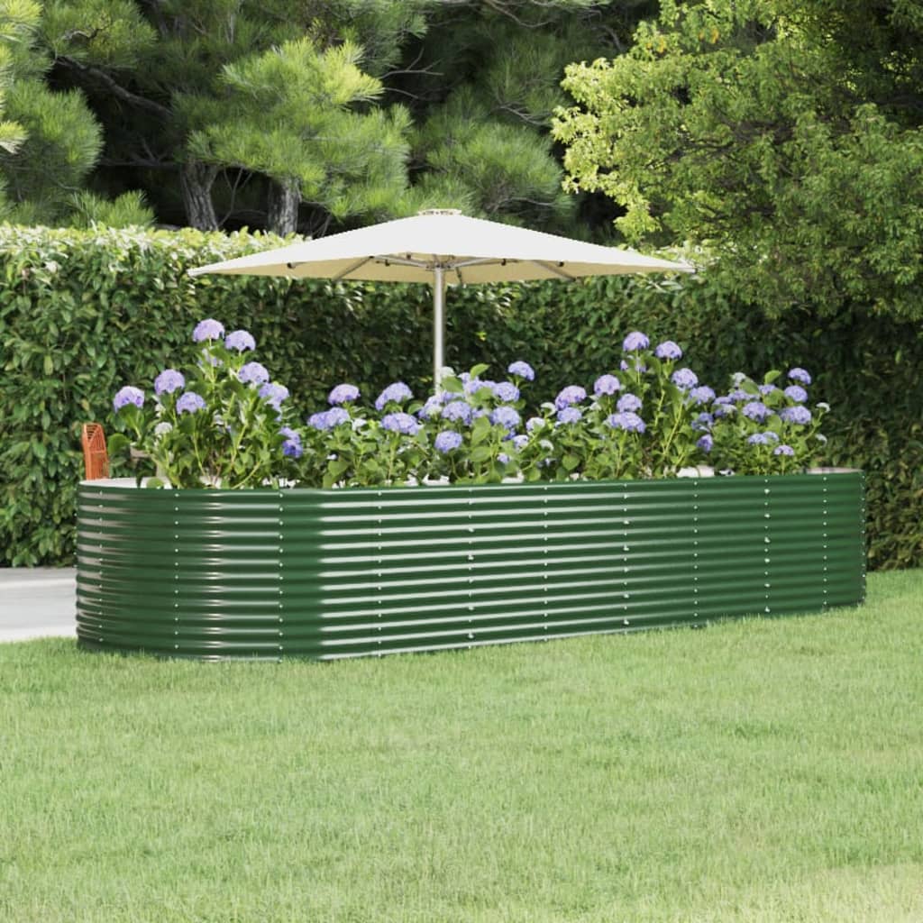 Berkfield Garden Raised Bed Green 367x140x68 cm Powder-coated Steel