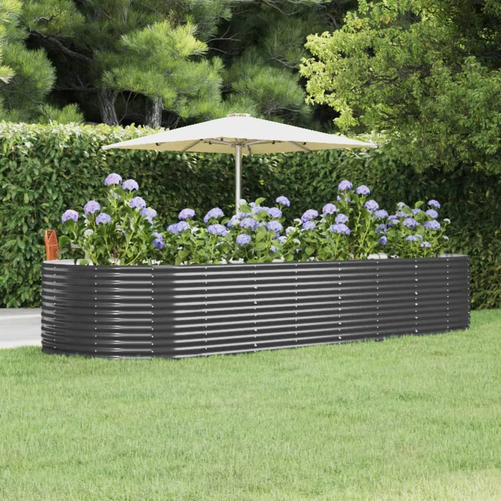 Berkfield Garden Raised Bed Anthracite 367x140x68 cm Powder-coated Steel