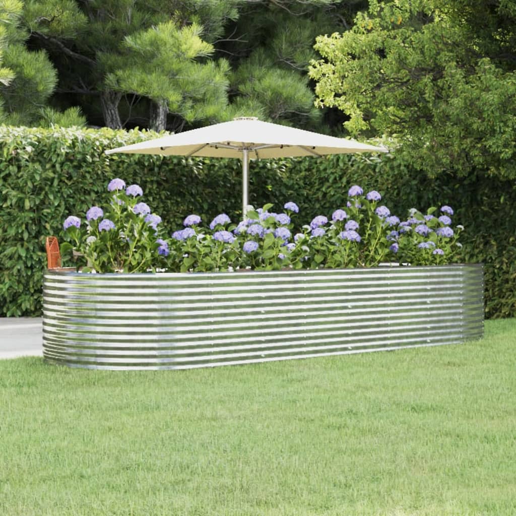 Berkfield Garden Raised Bed Silver 367x140x68 cm Powder-coated Steel