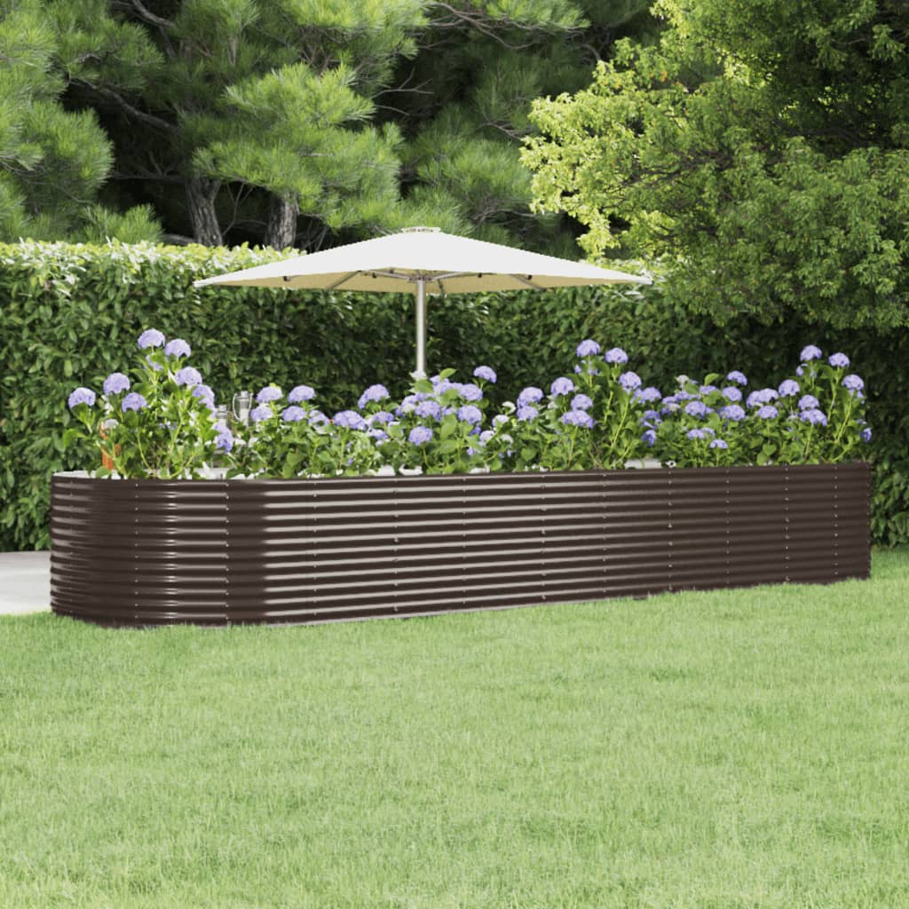 Berkfield Garden Raised Bed Brown 447x140x68 cm Powder-coated Steel