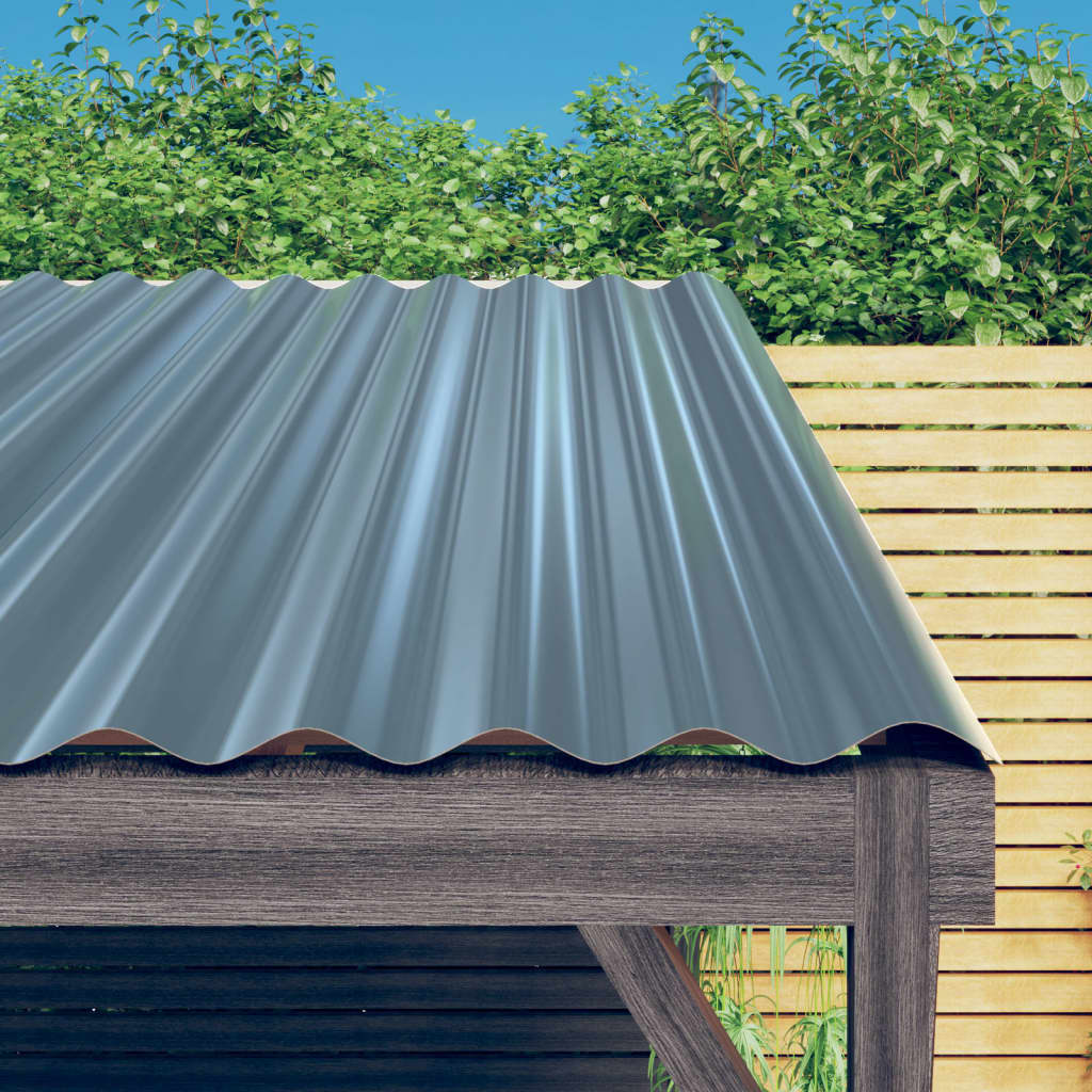 Berkfield Roof Panels 12 pcs Powder-coated Steel Grey 60x36 cm