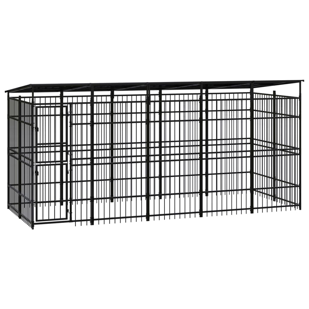 Berkfield Outdoor Dog Kennel with Roof Steel 9.22 må_