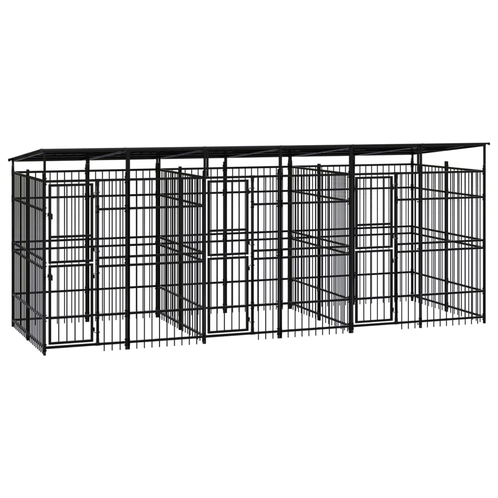 Berkfield Outdoor Dog Kennel with Roof Steel 11.06 m�__