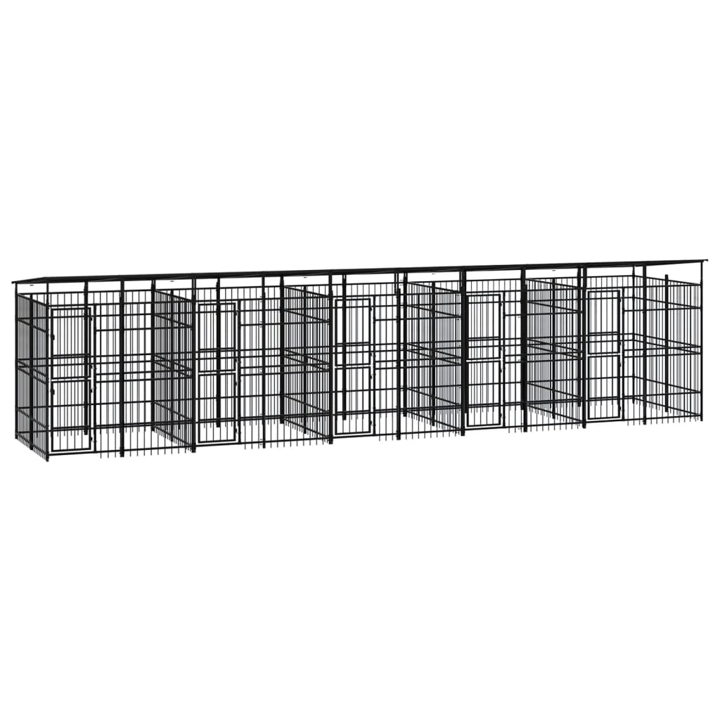 Berkfield Outdoor Dog Kennel with Roof Steel 18.43 m�__