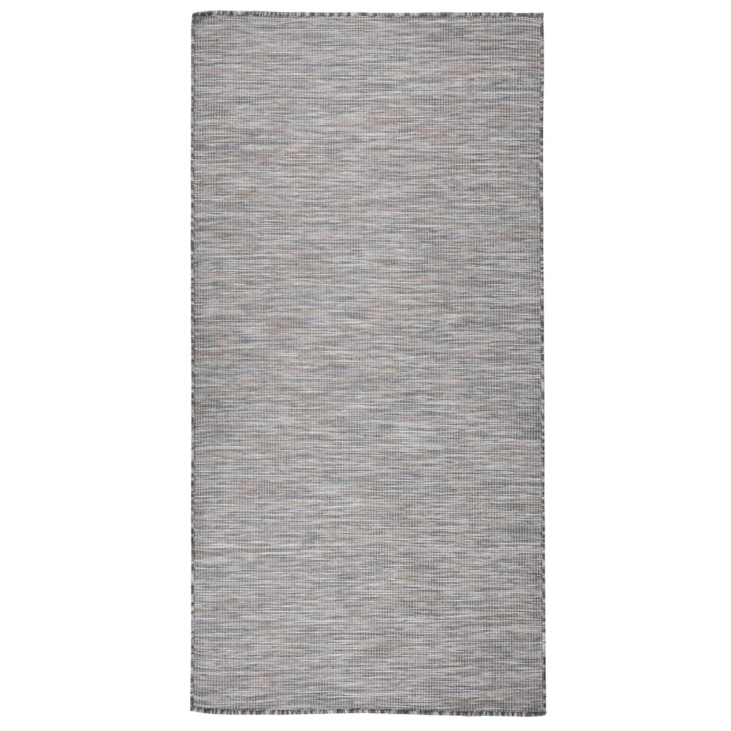 Berkfield Outdoor Flatweave Rug 100x200 cm Brown and Blue