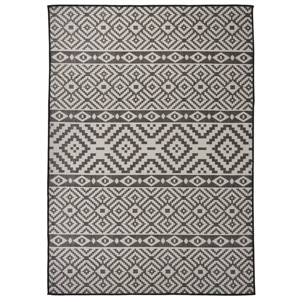 Berkfield Outdoor Flatweave Rug 120x170 cm Black Stripes