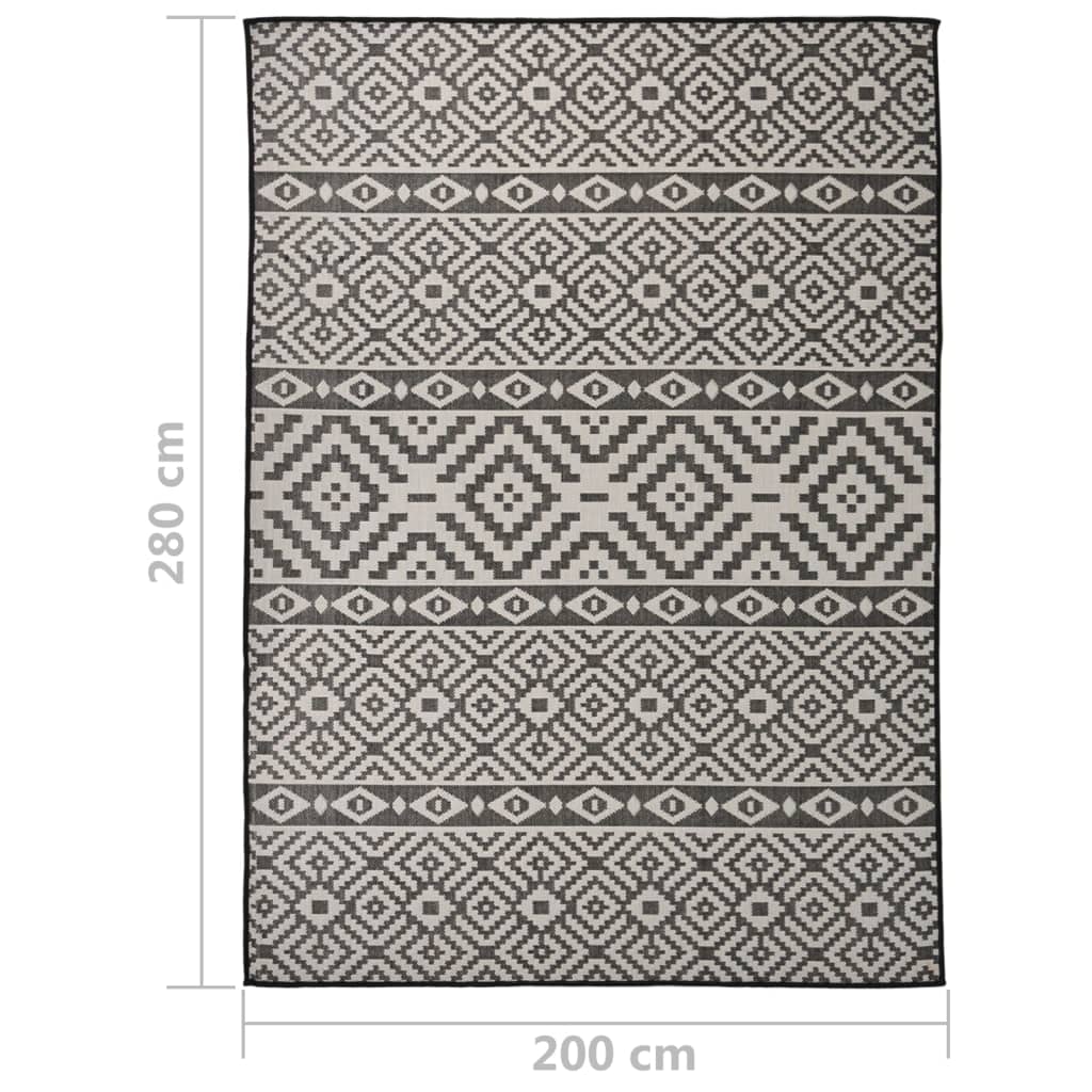 Berkfield Outdoor Flatweave Rug 200x280 cm Black Stripes