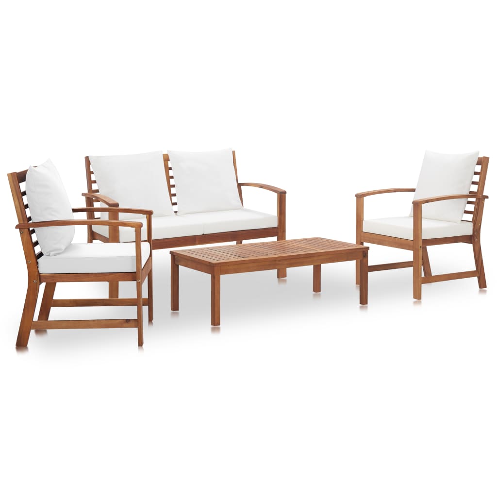 Berkfield 4 Piece Garden Lounge Set with Cushions Solid Wood Acacia