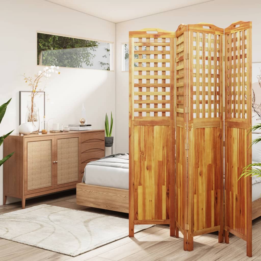 Berkfield 4-Panel Room Divider 162x2x180 cm Solid Wood Acacia