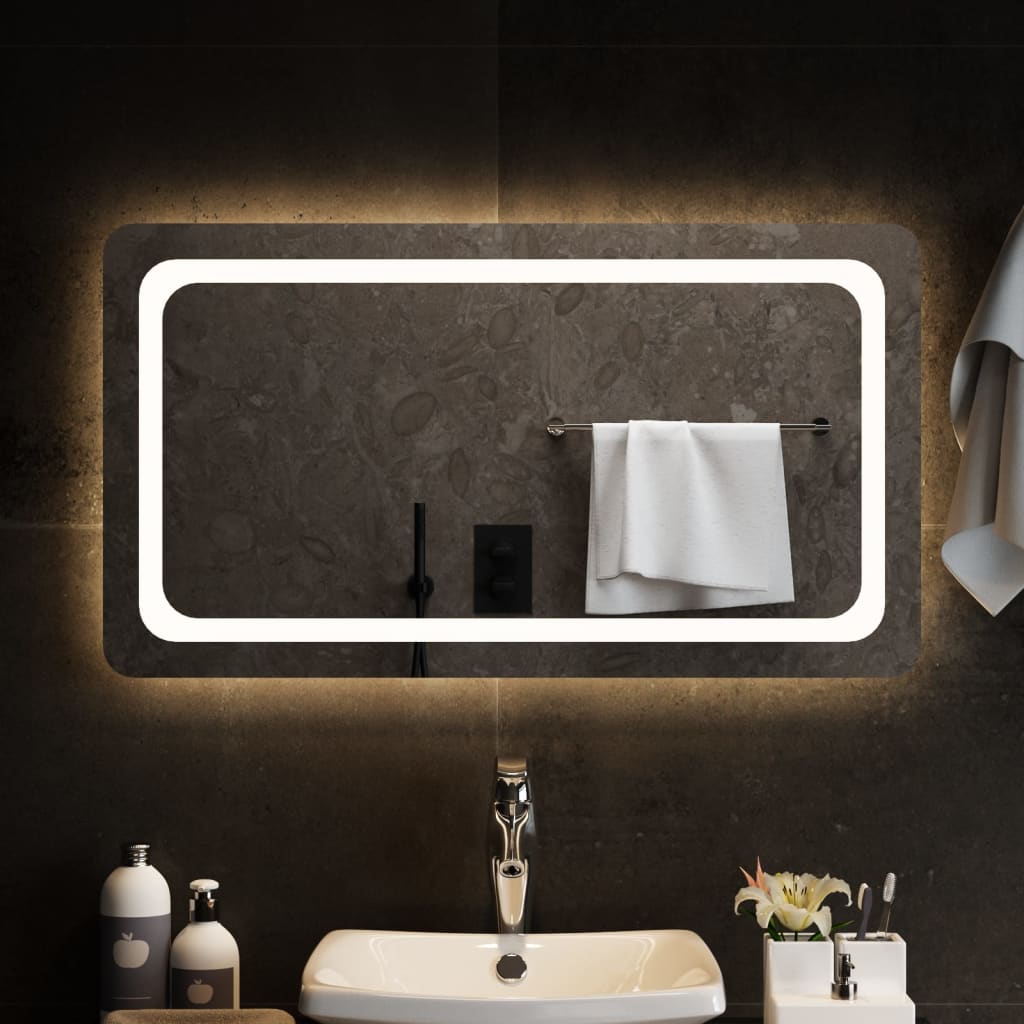 Berkfield LED Bathroom Mirror 90x50 cm