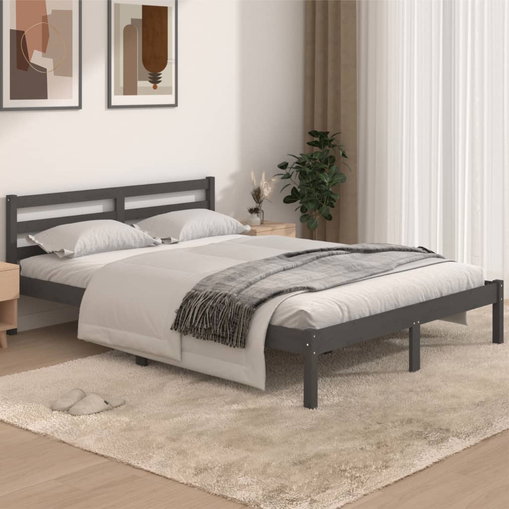 Berkfield Day Bed Solid Wood Pine 140x190 cm Grey