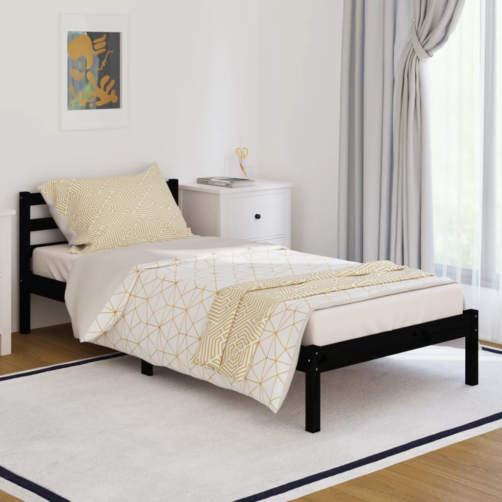Berkfield Day Bed Solid Wood Pine 90x200 cm Black