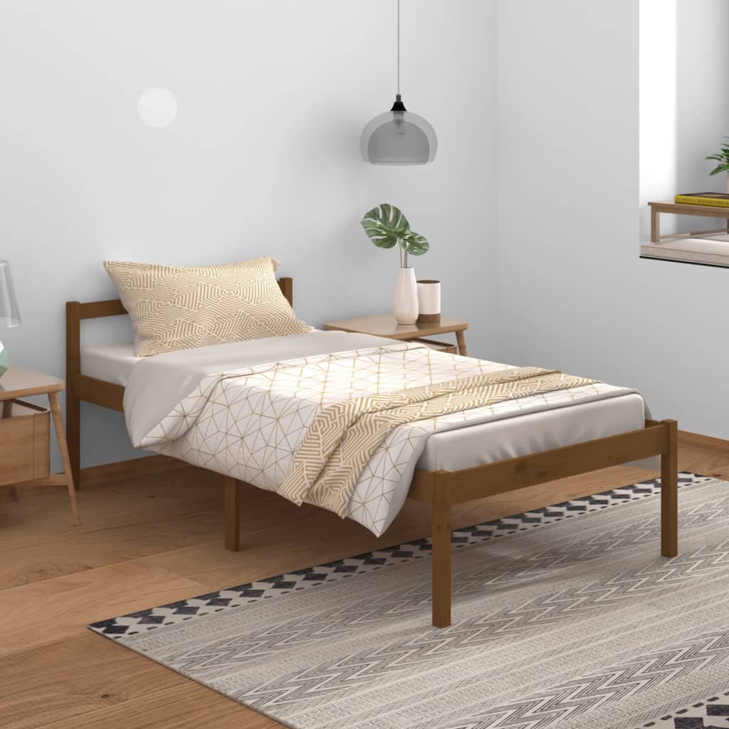 Berkfield Bed Frame Honey Brown 100x200 cm Solid Wood Pine