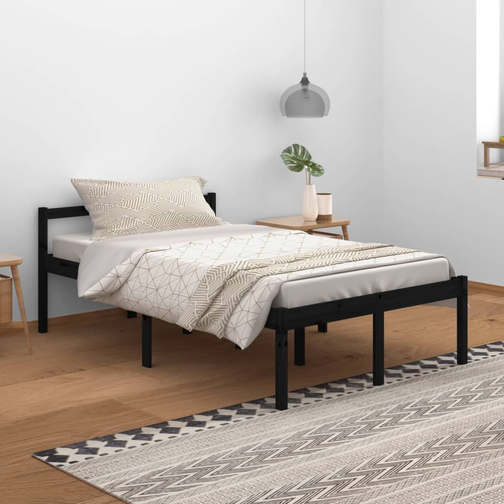 Berkfield Bed Frame Black 120x200 cm Solid Wood Pine