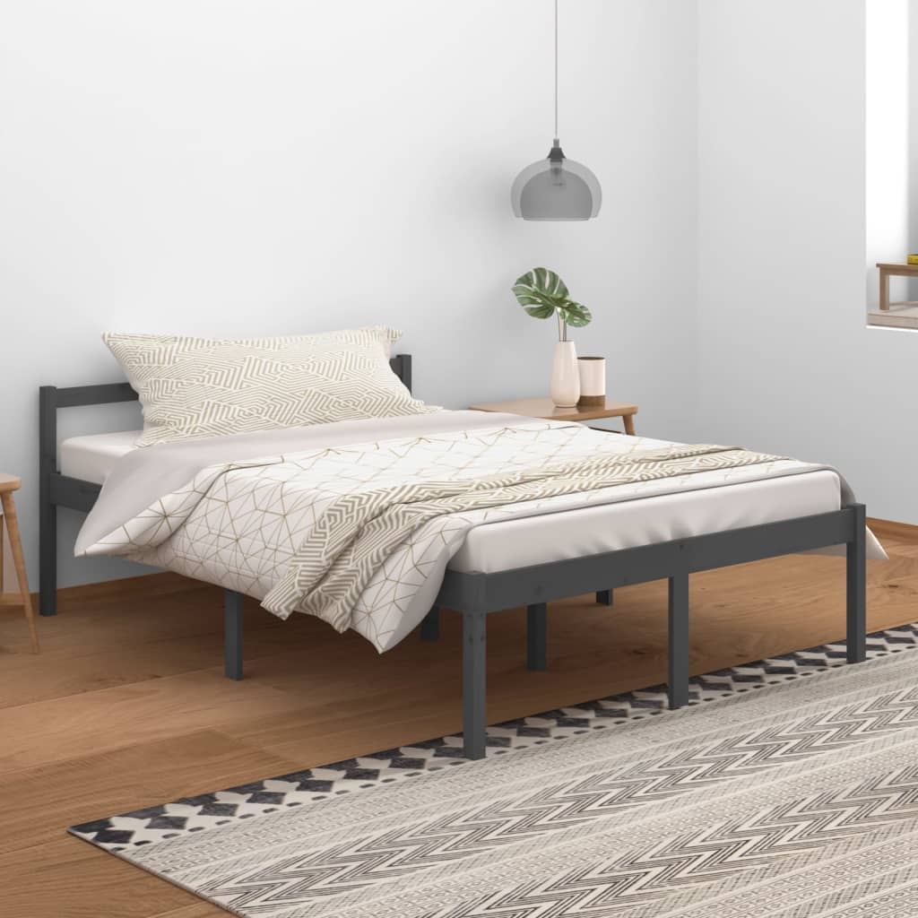 Berkfield Bed Frame Grey 140x200 cm Solid Wood Pine