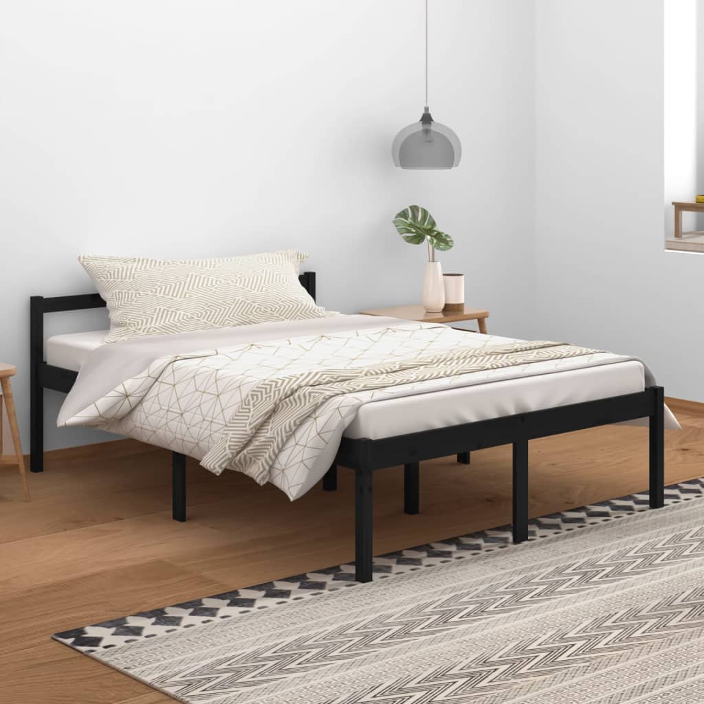 Berkfield Bed Frame Black 140x200 cm Solid Wood Pine