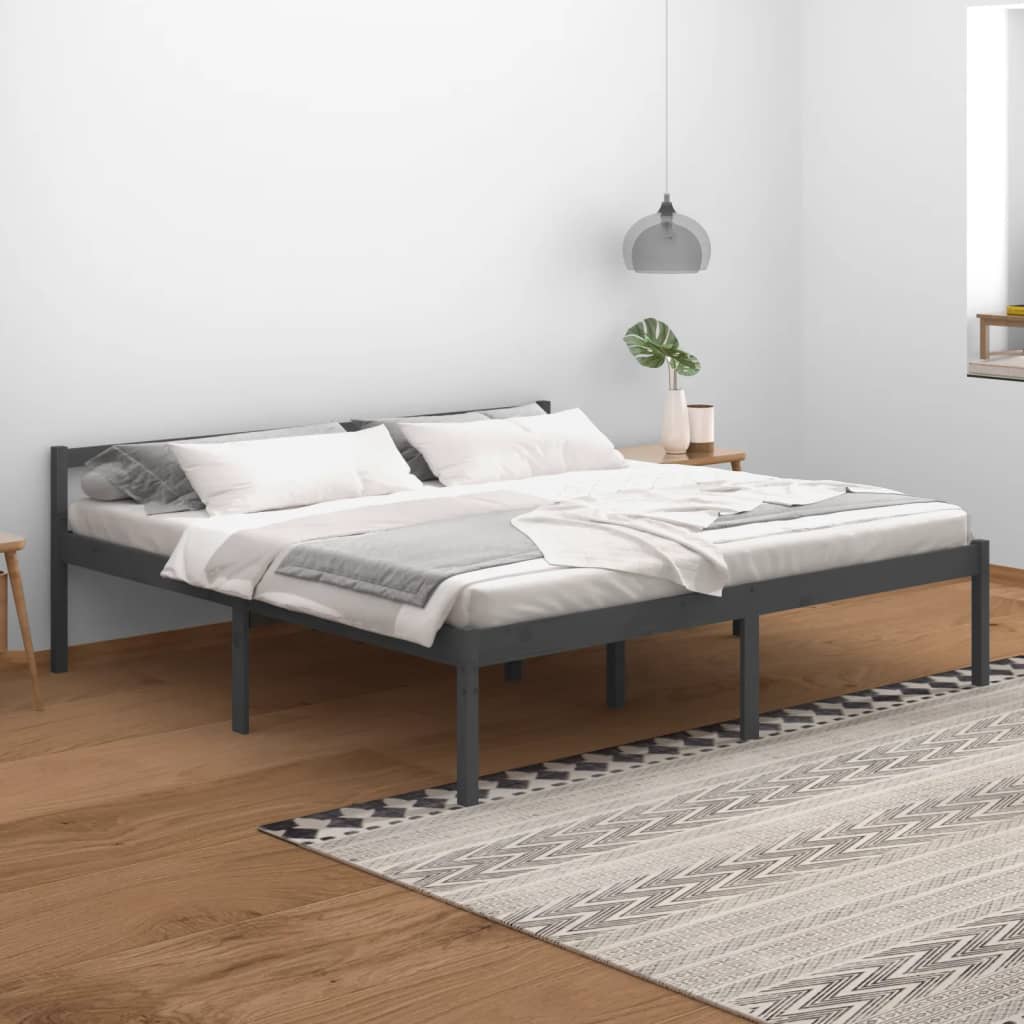 Berkfield Bed Frame Grey 200x200 cm Solid Wood Pine
