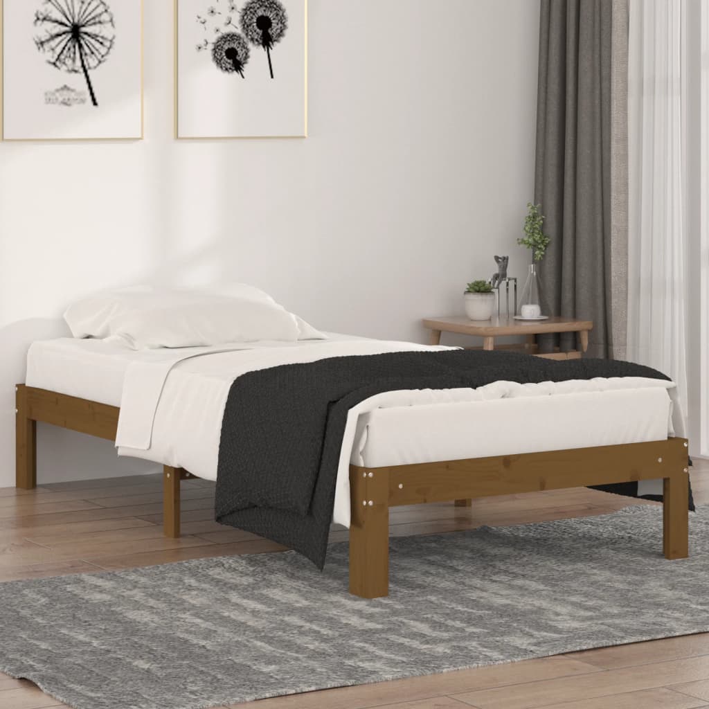 Berkfield Bed Frame Honey Brown Solid Wood 90x190 cm Single