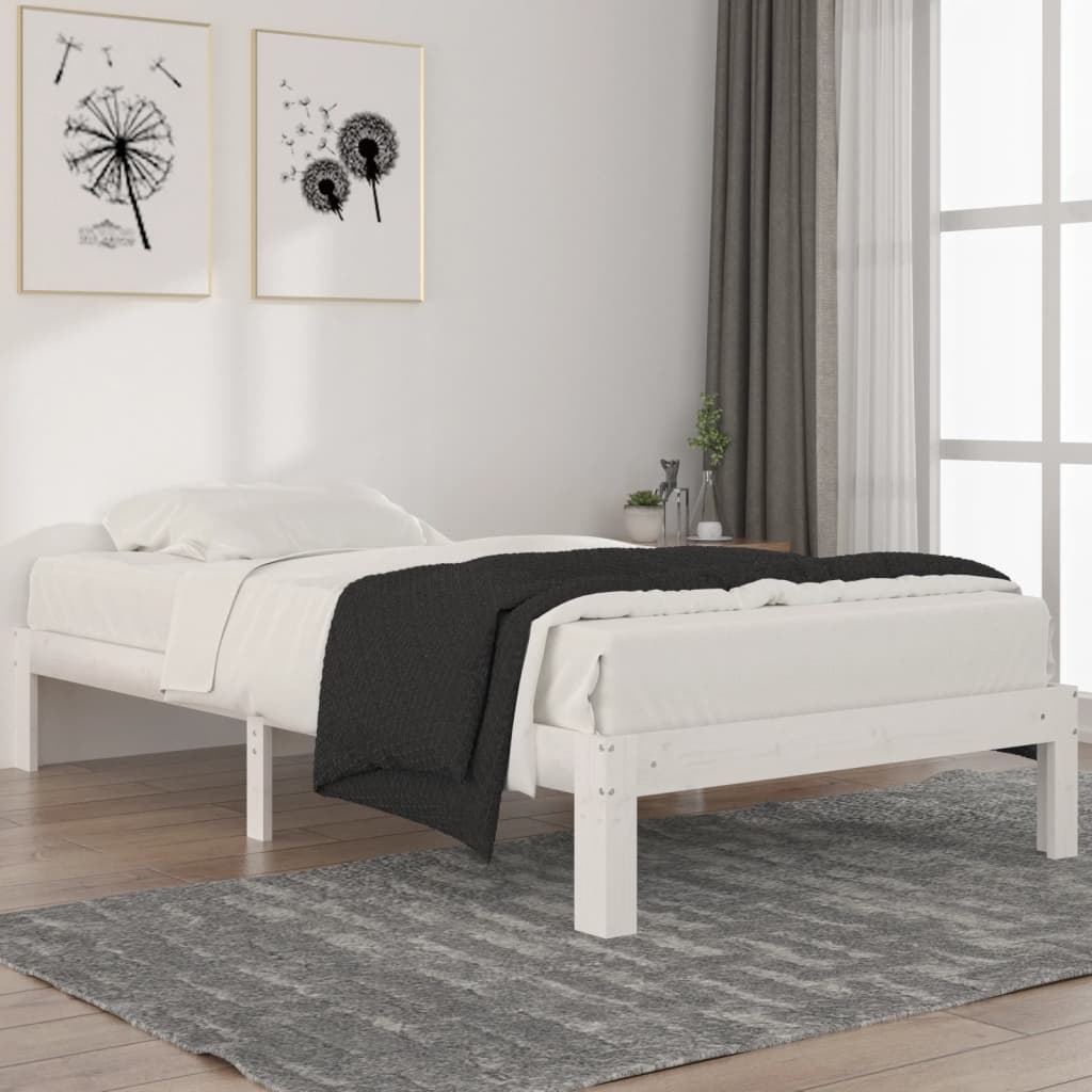 Berkfield Bed Frame White Solid Wood Pine 100x200 cm