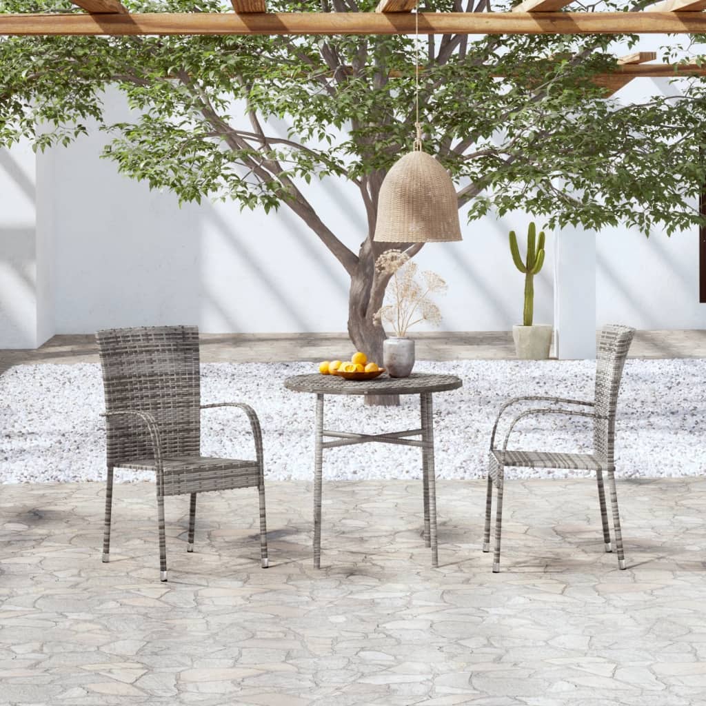 Berkfield 3 Piece Garden Dining Set Poly Rattan Grey