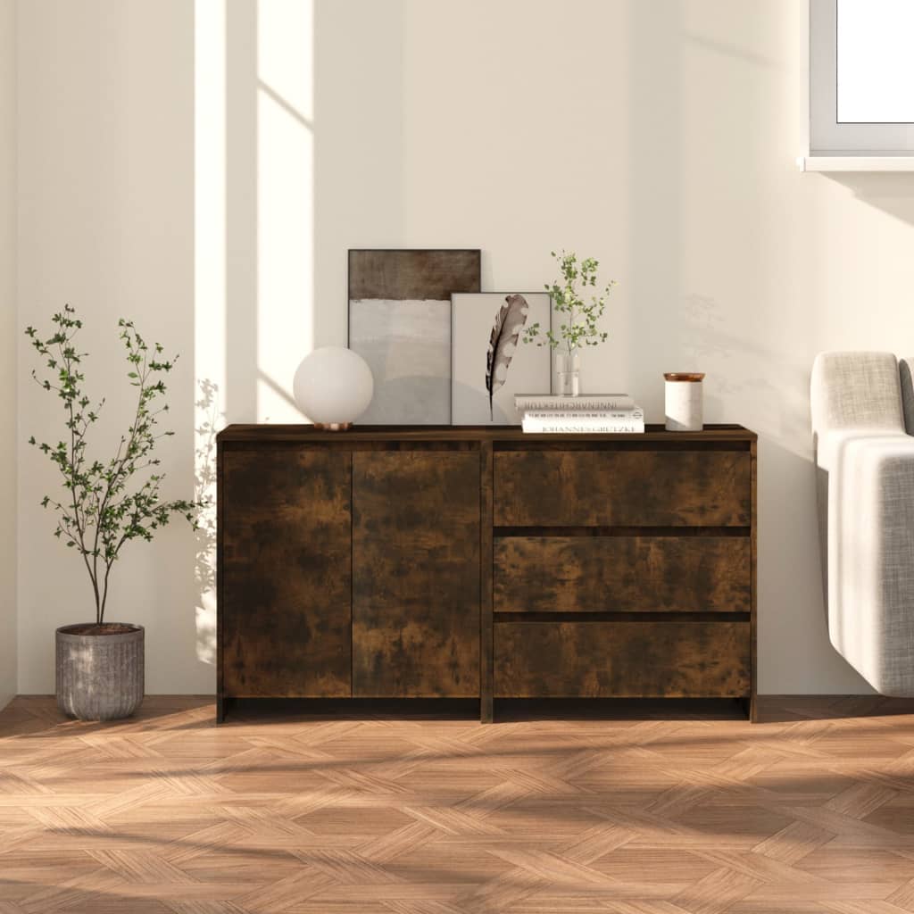 Berkfield 2 Piece Sideboard Smoked Oak Engineered Wood