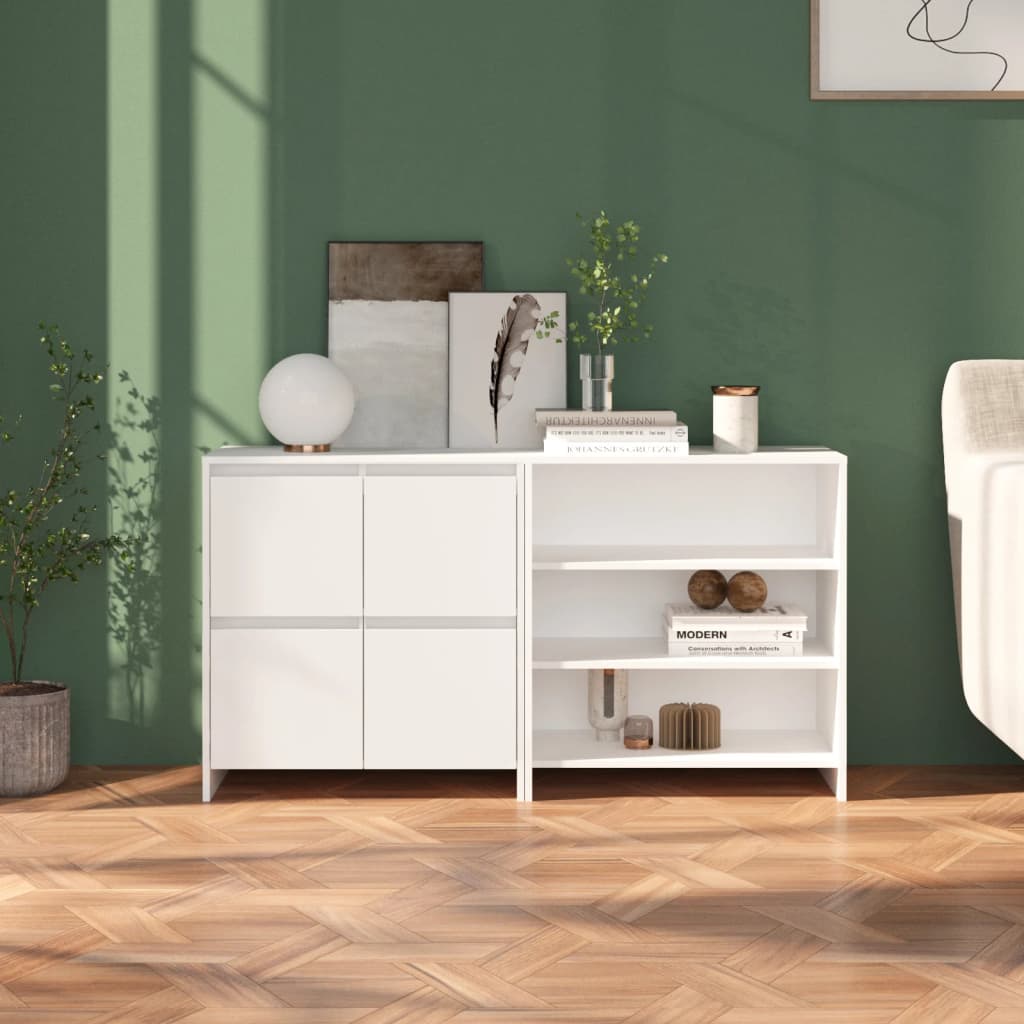 Berkfield 2 Piece Sideboard White Engineered Wood
