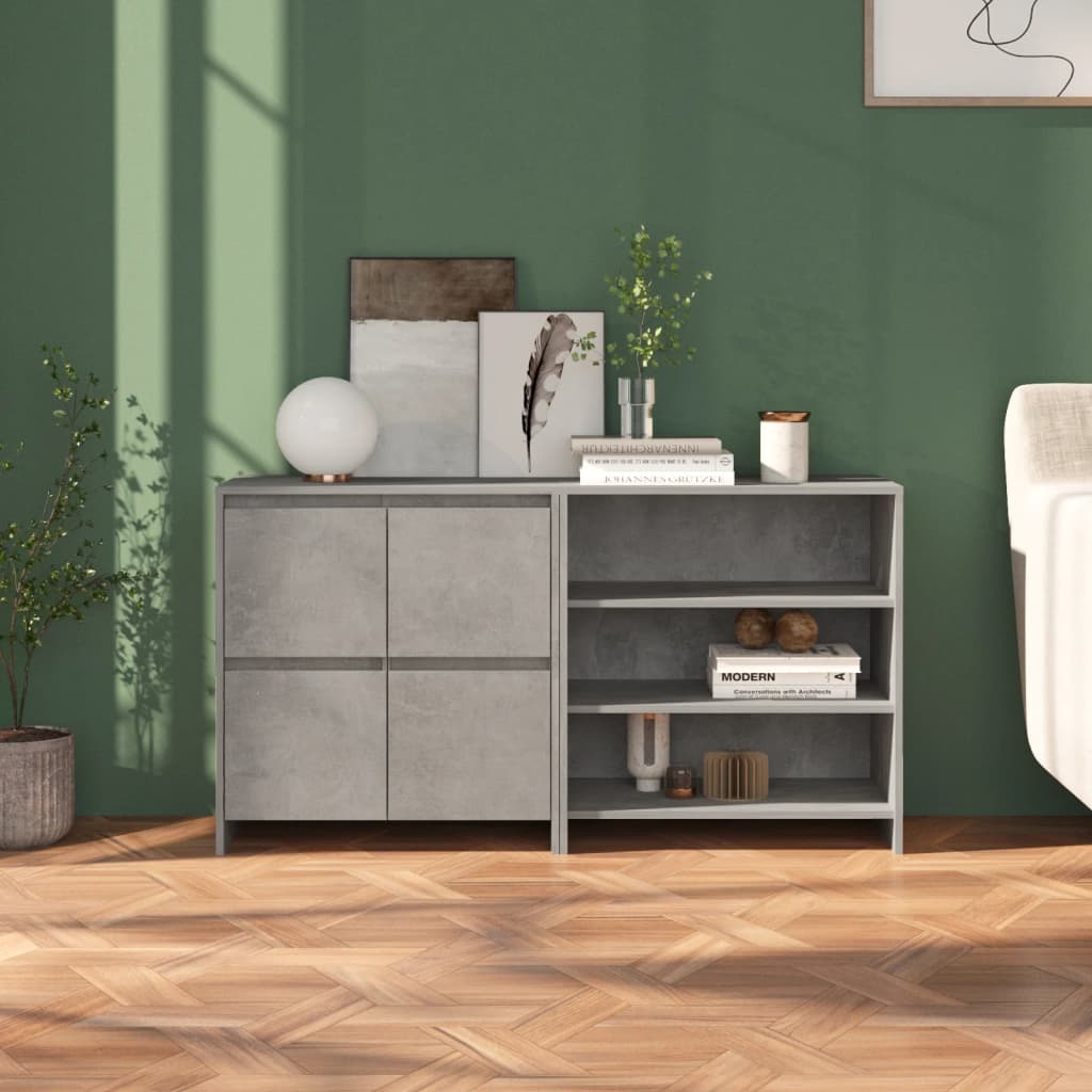 Berkfield 2 Piece Sideboard Concrete Grey Engineered Wood