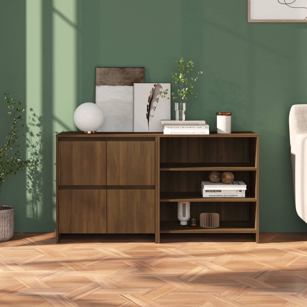 Berkfield 2 Piece Sideboard Brown Oak Engineered Wood