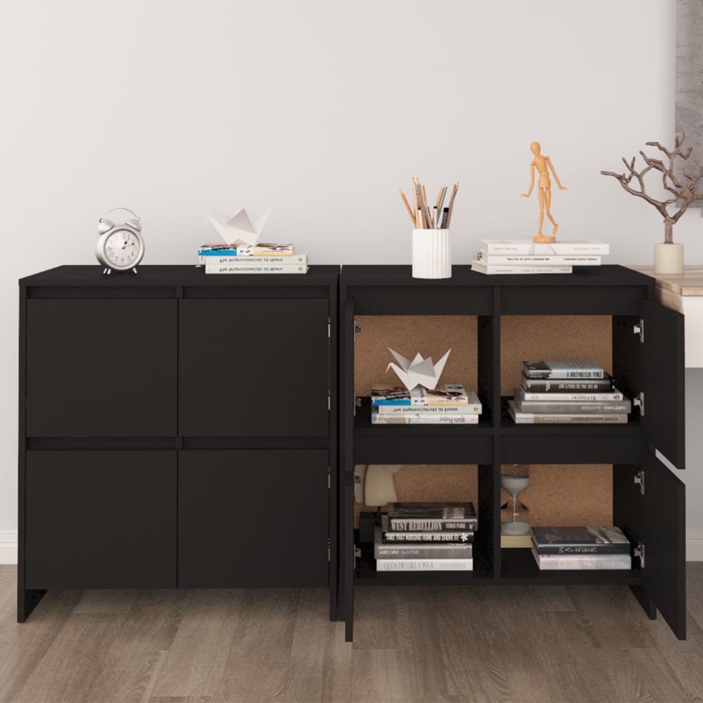Berkfield Sideboards 2 pcs Black 70x41x75 cm Engineered Wood