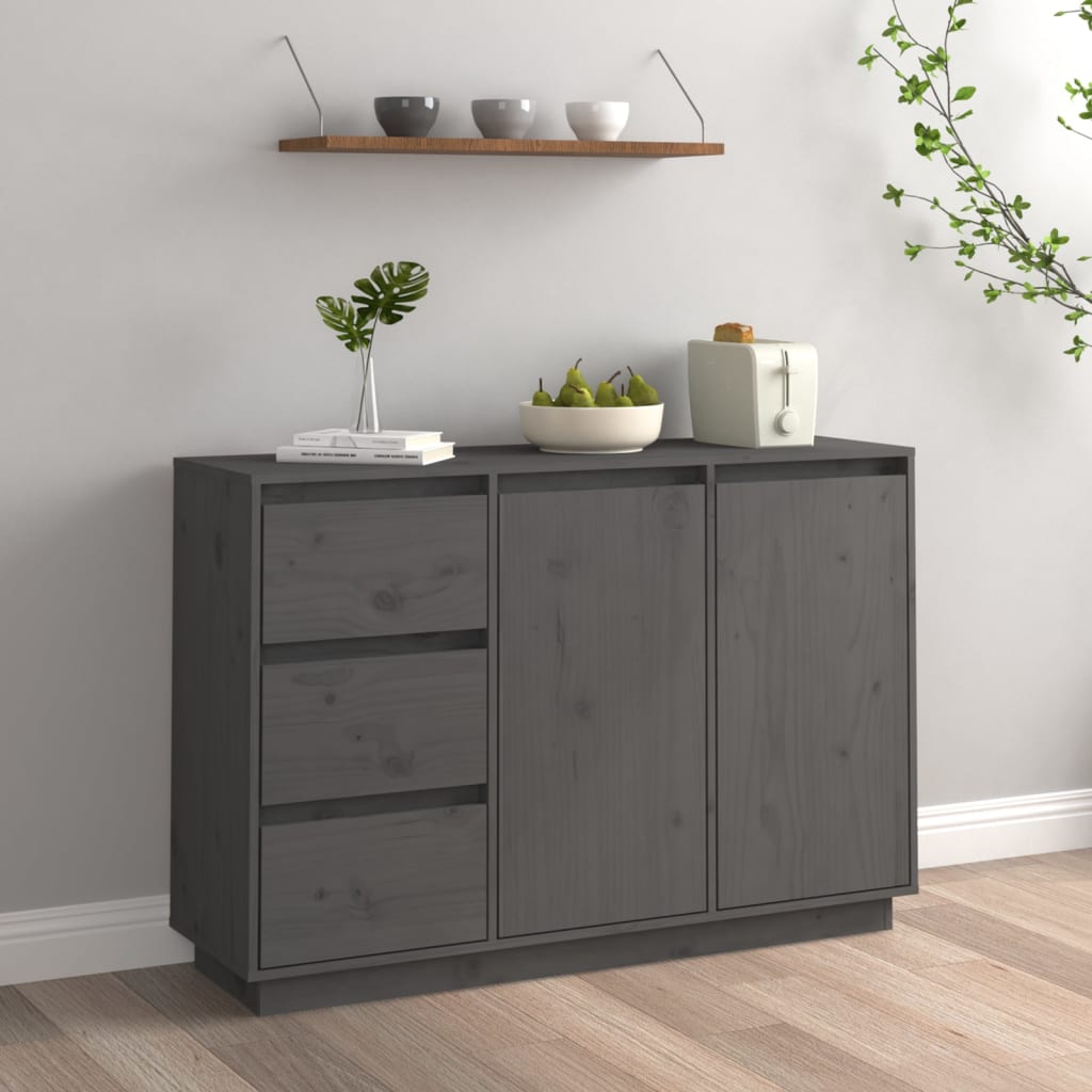 Berkfield Sideboard Grey 111x34x75 cm Solid Wood Pine