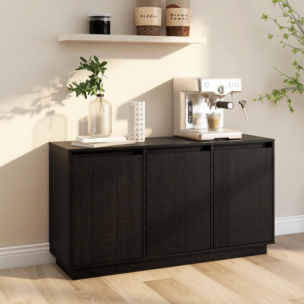 Berkfield Sideboard Black 111x34x60 cm Solid Wood Pine