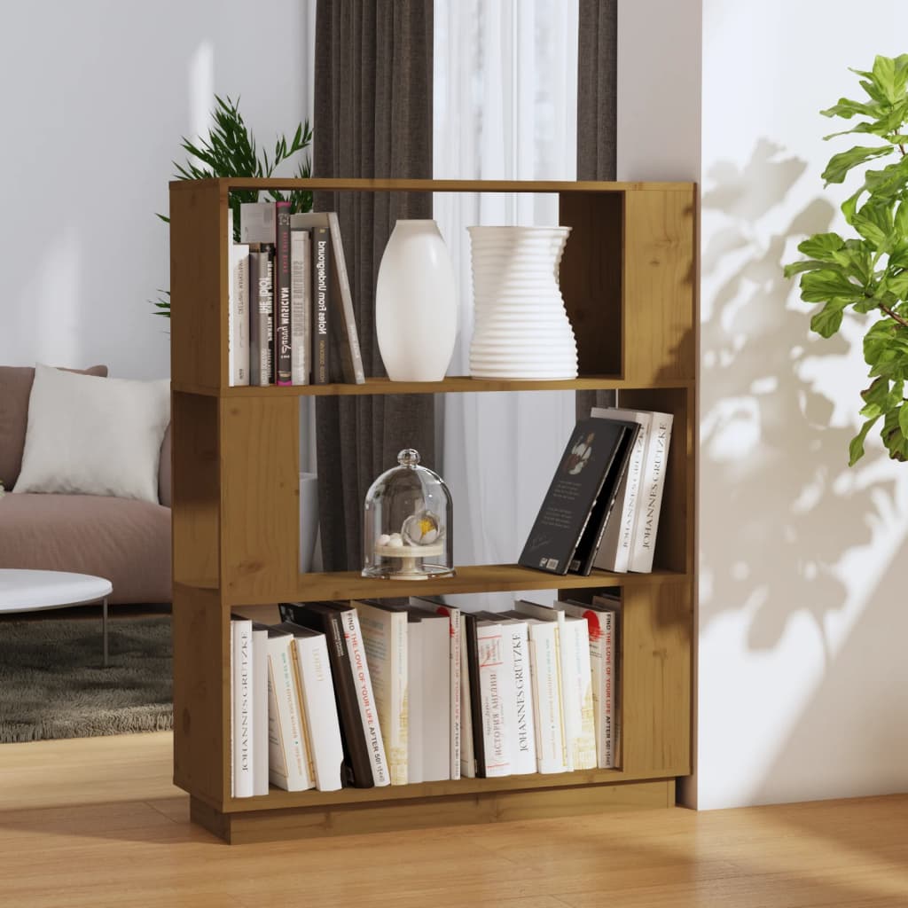Berkfield Book Cabinet/Room Divider Honey Brown 80x25x101 cm Solid Wood