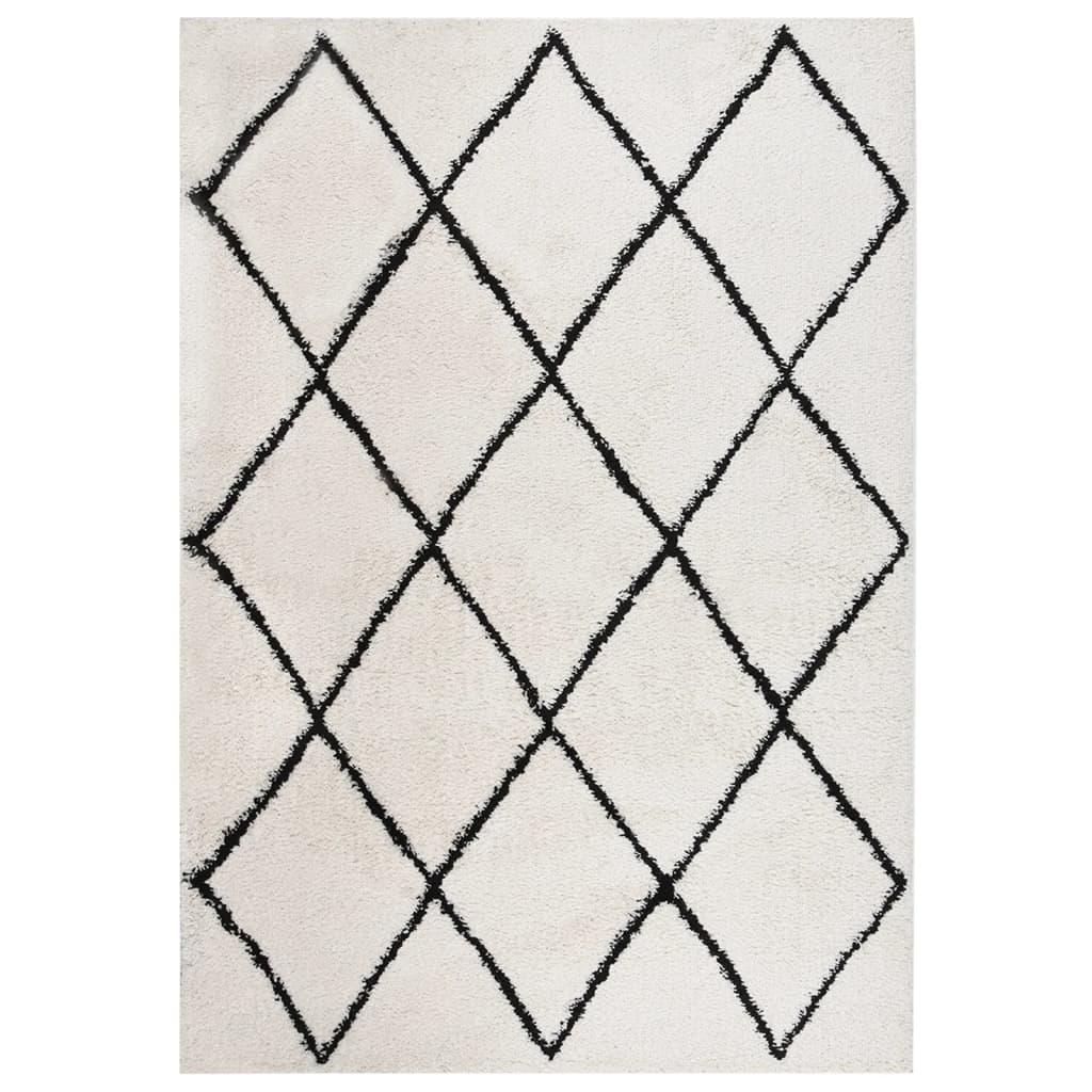 Berkfield Shaggy Rug High Pile Black and Cream 120x170 cm