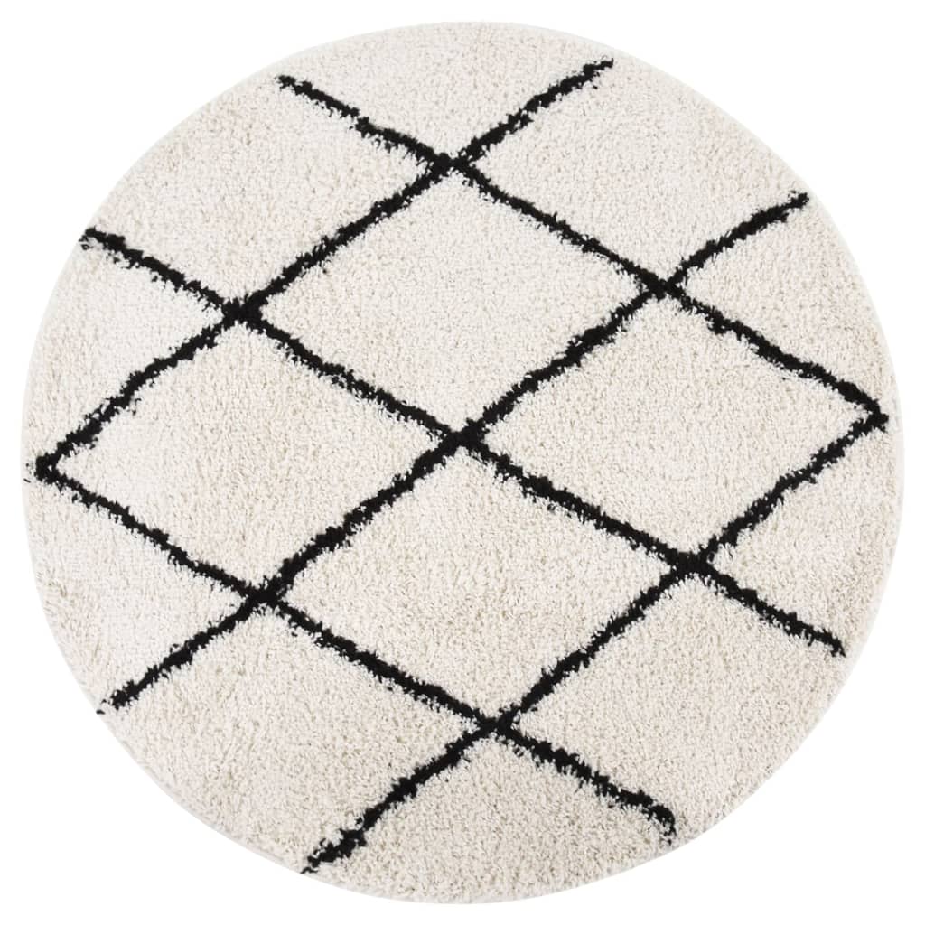 Berkfield Shaggy Rug High Pile Black and Cream �_�_�__120 cm