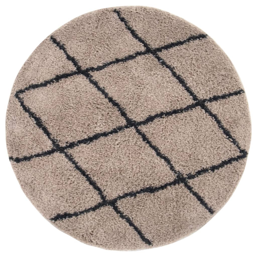 Berkfield Shaggy Rug High Pile Beige and Anthracite �_�_�__120 cm