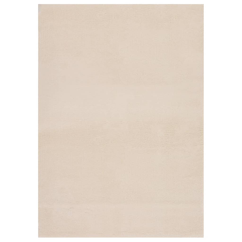Berkfield Washable Rug Soft Shaggy 120x170 cm Anti Slip Beige