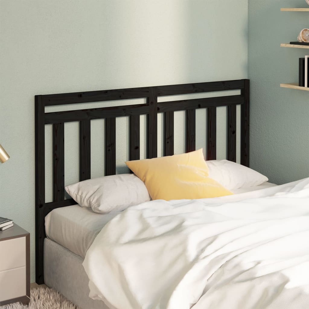 Berkfield Bed Headboard Black 156x4x100 cm Solid Wood Pine