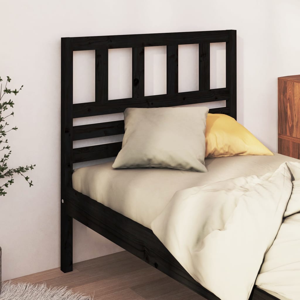 Berkfield Bed Headboard Black 96x4x100 cm Solid Wood Pine