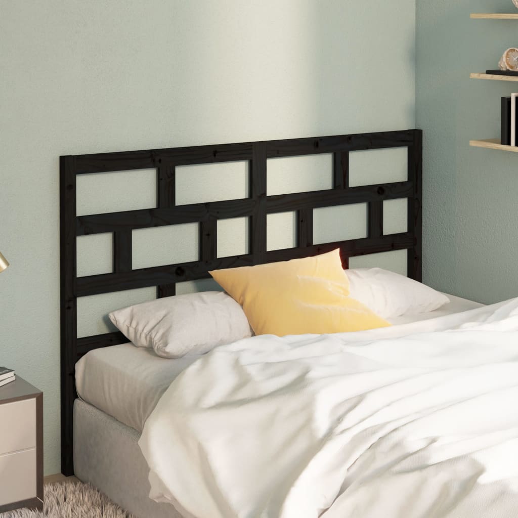 Berkfield Bed Headboard Black 126x4x100 cm Solid Wood Pine