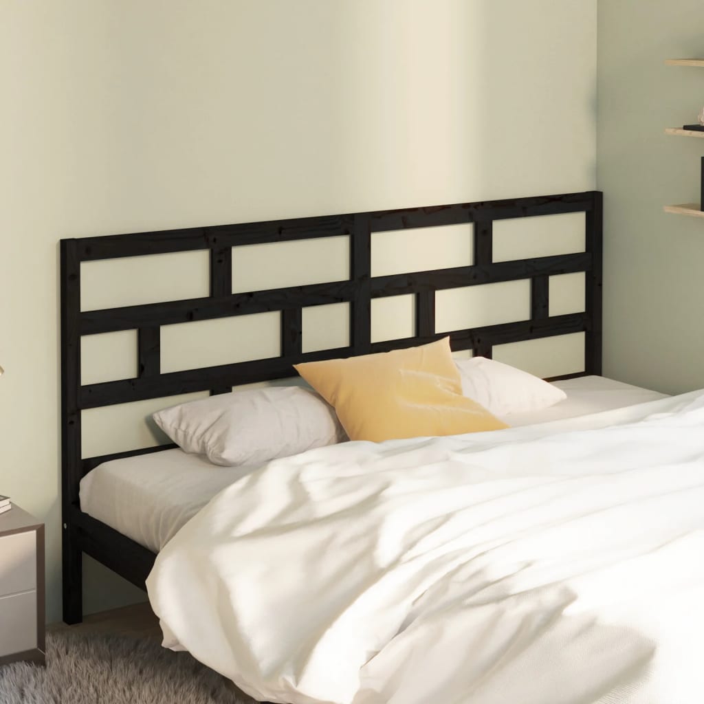 Berkfield Bed Headboard Black 186x4x100 cm Solid Wood Pine