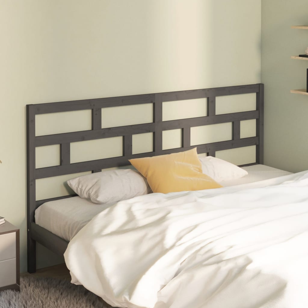 Berkfield Bed Headboard Grey 206x4x100 cm Solid Wood Pine