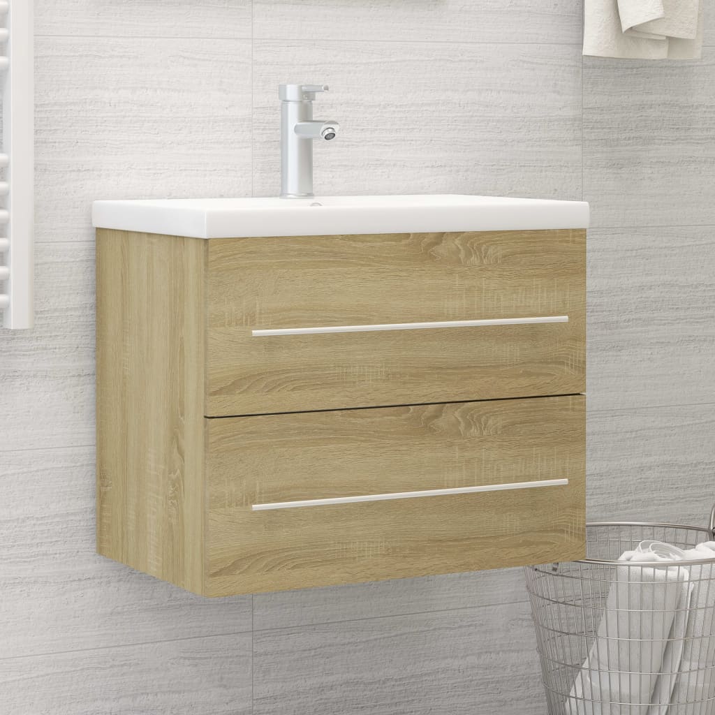Berkfield Sink Cabinet with Built-in Basin Sonoma Oak Engineered Wood