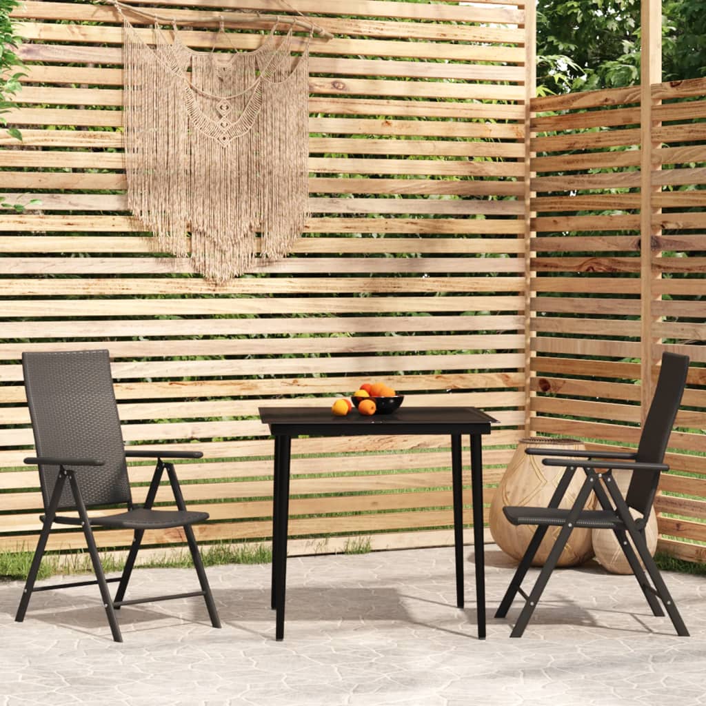 Berkfield 3 Piece Garden Dining Set Black