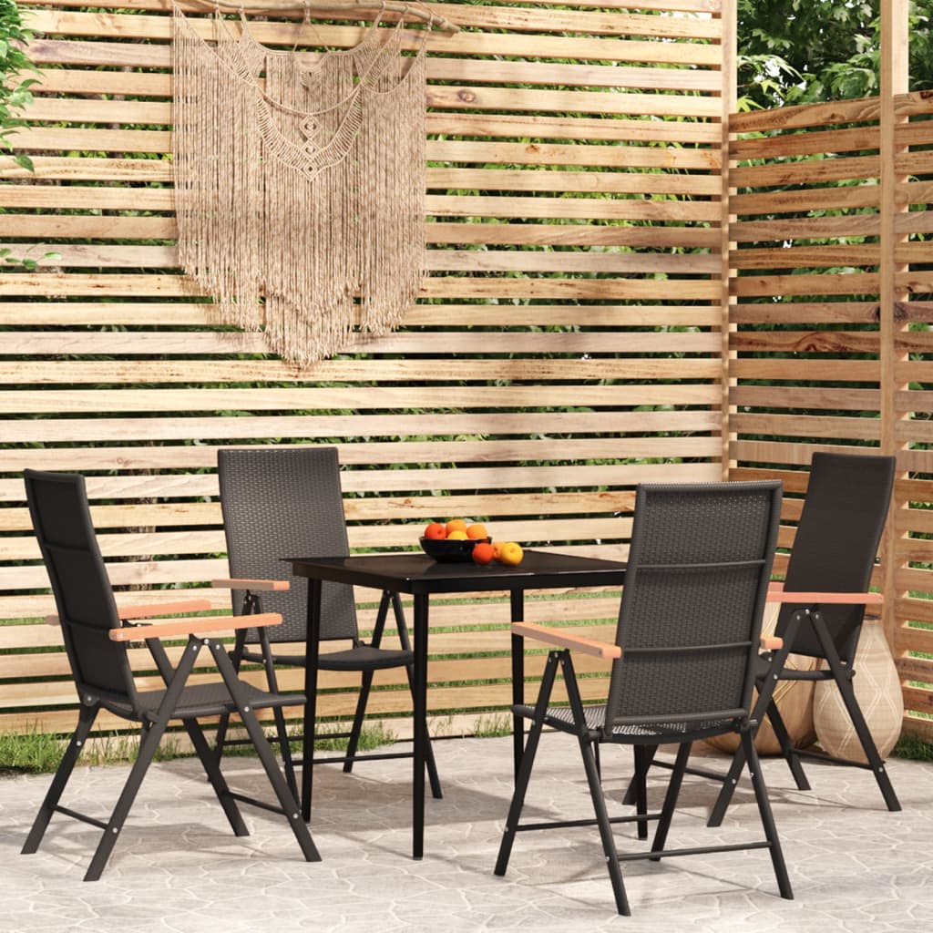 Berkfield 5 Piece Garden Dining Set Black