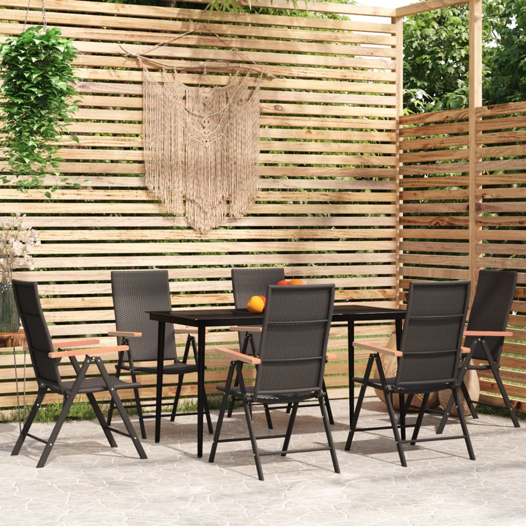 Berkfield 7 Piece Garden Dining Set Black