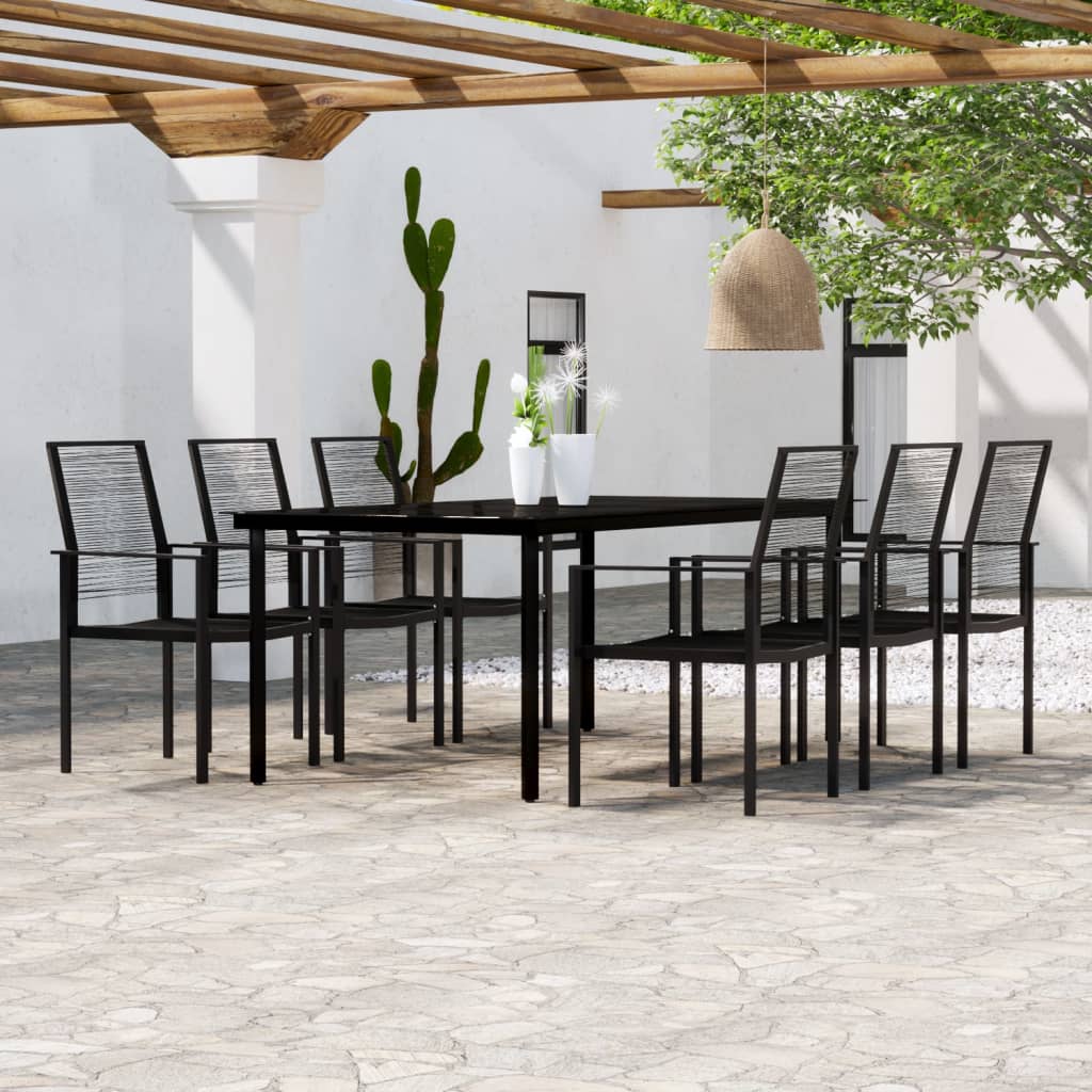 Berkfield 7 Piece Garden Dining Set Black