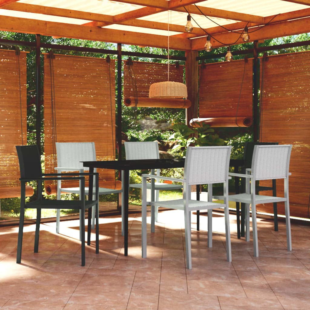 Berkfield 7 Piece Garden Dining Set Black and White